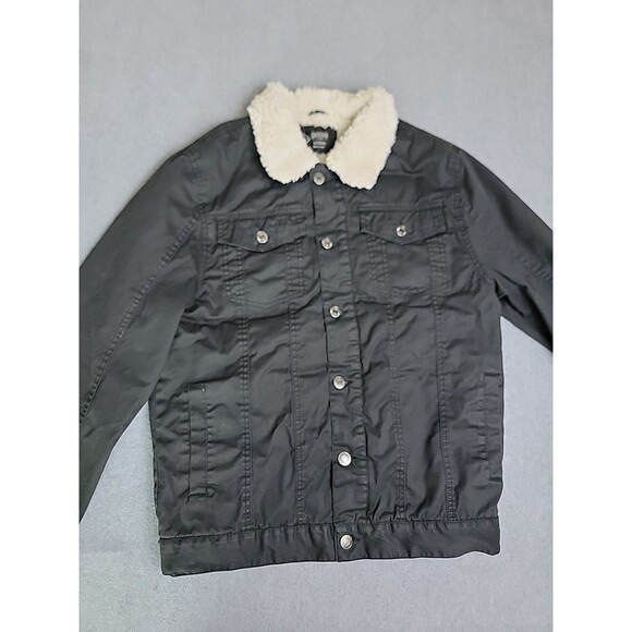 Indigo Star Jacket Mens M Black Sherpa Lined Button Pockets Heavy Trucker Waxed - Picture 7 of 13